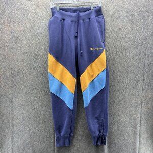 Vintage Champion Jogger Pants Womens Small Blue Reverse Weave Colorblock Fleece